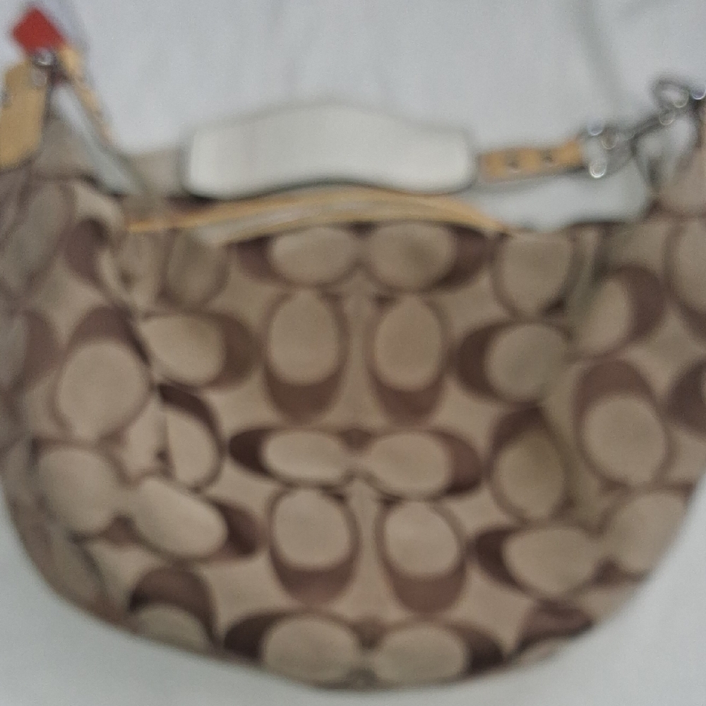 Coach Tan and Brown Signature Shoulder Bag - Picture 7 of 10